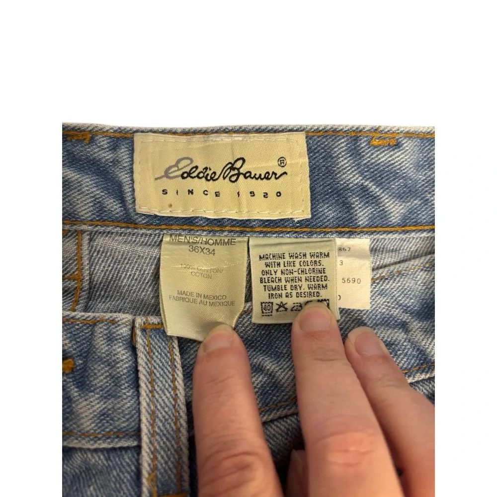 Eddie Bauer Jeans‎ Mens 36x34 Regular Fit Light Wash 5690 Blue Work